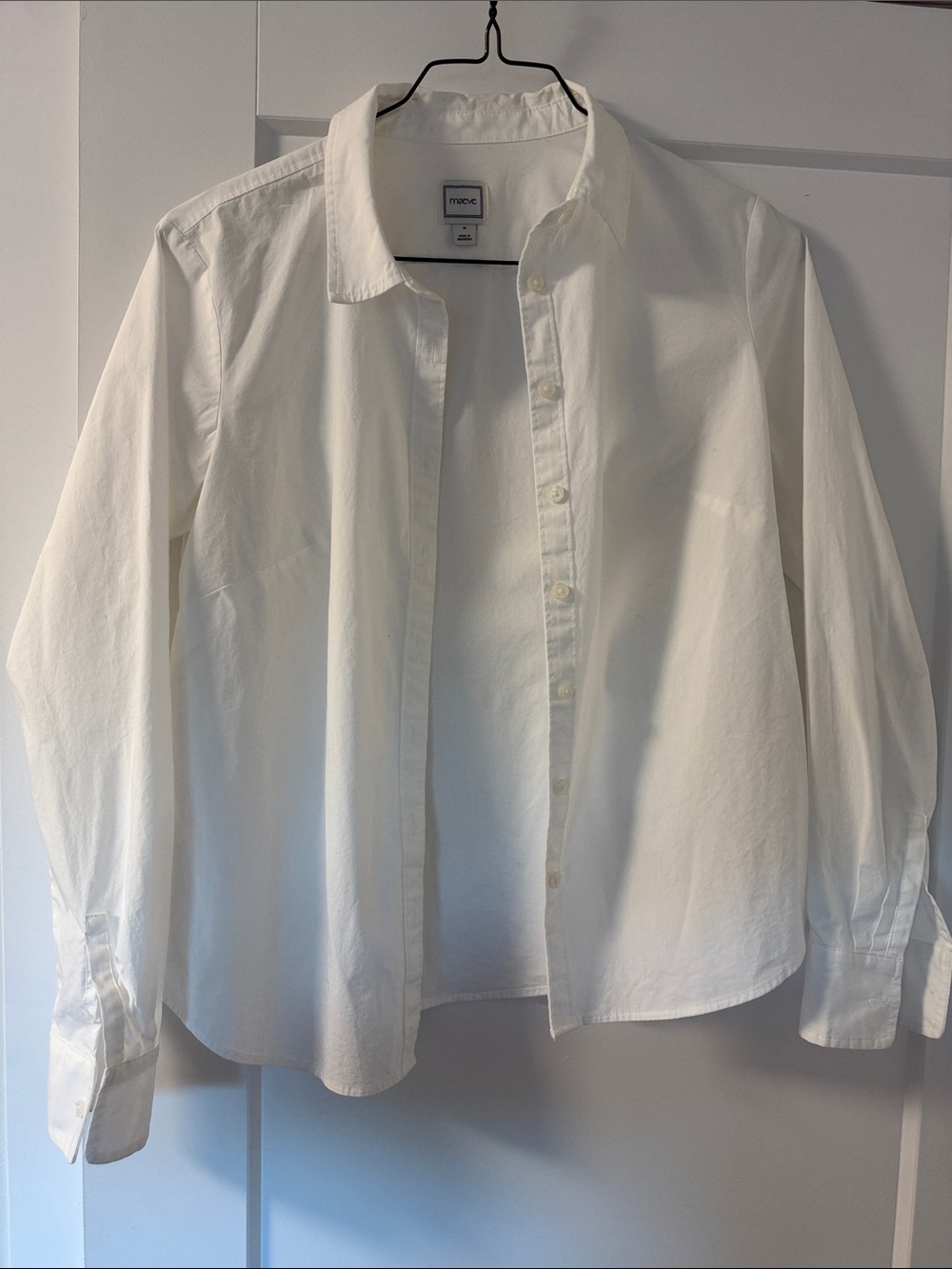 ANTHROPOLOGY- MAEVE - White cotton Long-Sleeve Dress Shirt